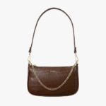 Mocha Croc Luxe Vegan Leather Shoulder Bag for Women
