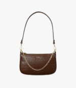 Mocha Croc Luxe Vegan Leather Shoulder Bag for Women