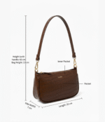 Mocha Croc Luxe Vegan Leather Shoulder Bag for Women - Image 4